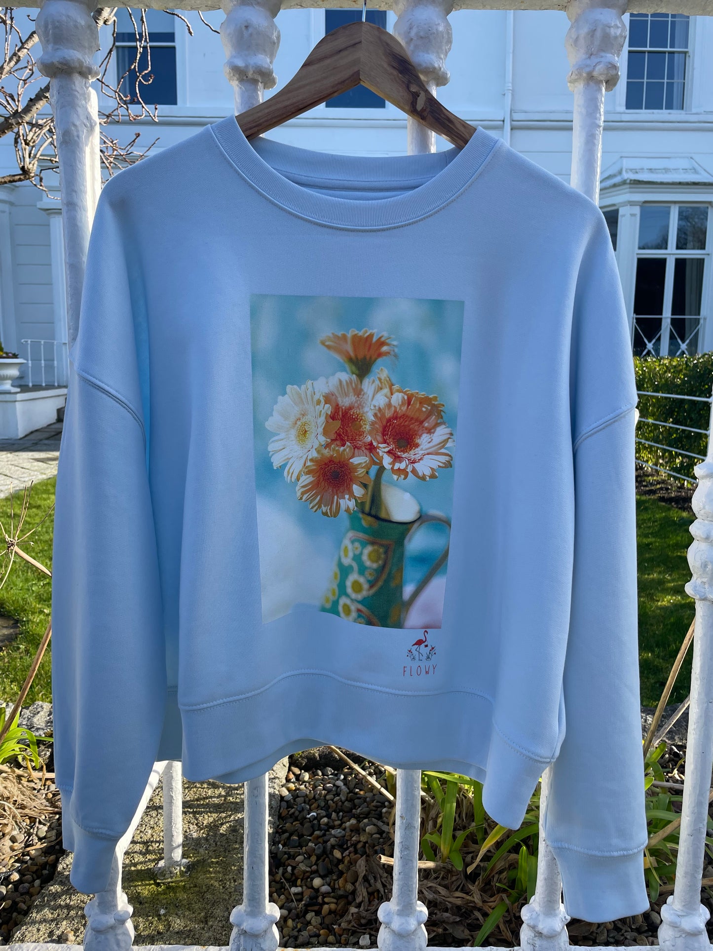 Orange Dahlias - Sweatshirt - Blue Ice - (Alma-style)