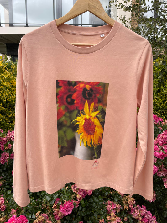 NEW Sunflowers - long sleeved T-shirt - Fraiche Peche