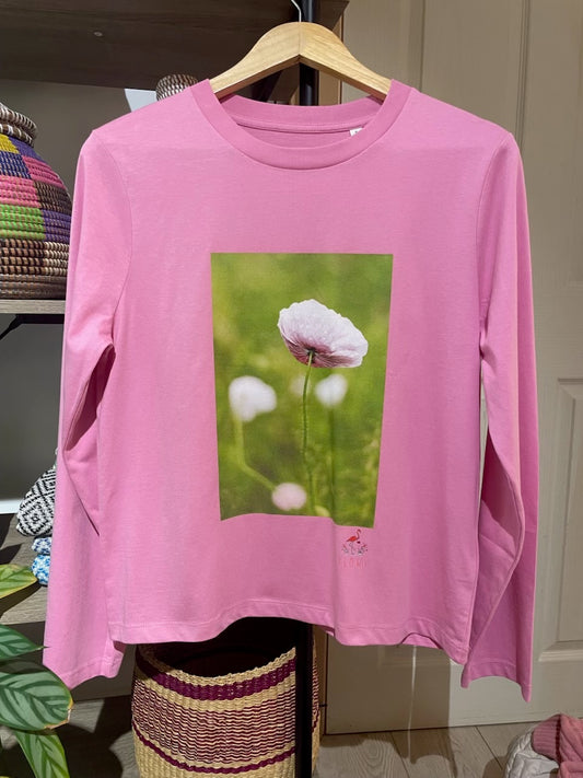 Petals in the rain - long sleeved T-shirt - Bubble Pink