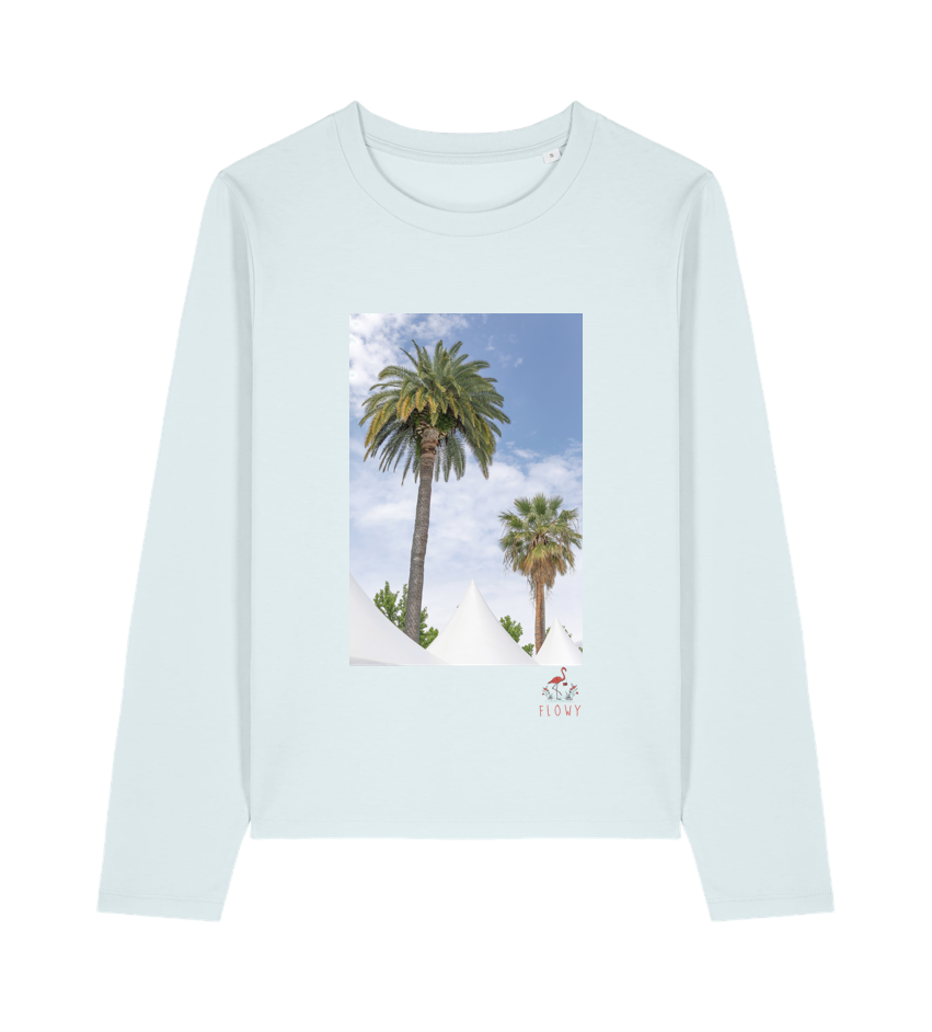 Two Palms in the City - long sleeved T-shirt - Blue Ice