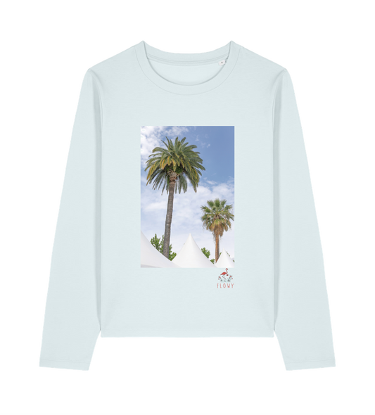 Two Palms in the City - long sleeved T-shirt - Blue Ice