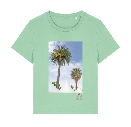 Two Palms in the City T-shirt - Misty Jade